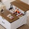 White Lift Top Coffee Table with Hidden Storage and Drawers for Living Room